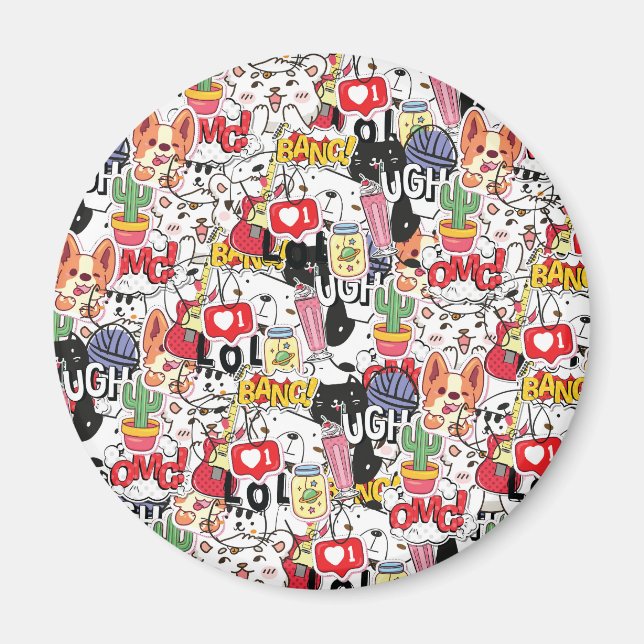 kawaii funny pet design - cute animal lover  magnet (Vorne)
