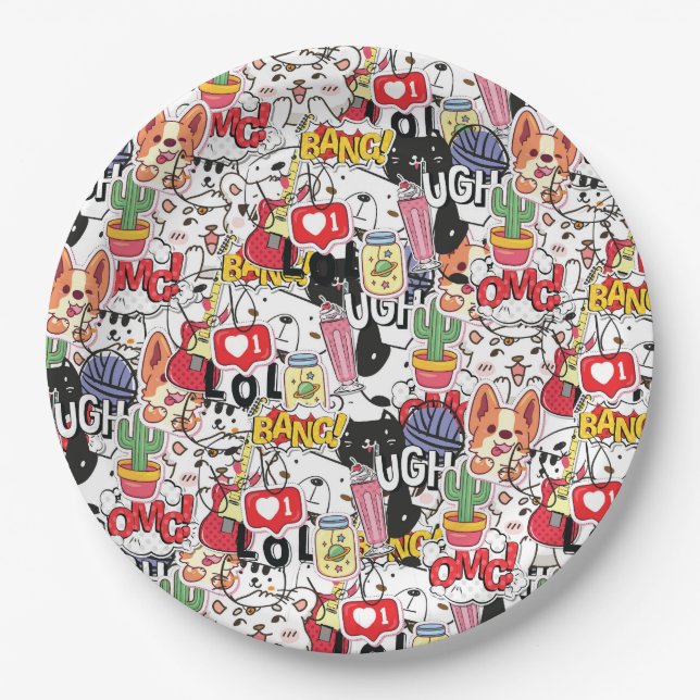 kawaii funny pet design - cute animal lover  pappteller (Vorderseite)