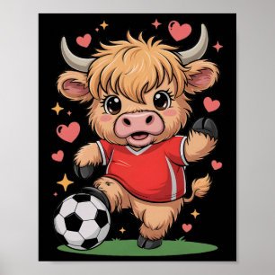 Kawaii Fußball Färse Nur Mädchen Das Ball Kühe Lie Poster