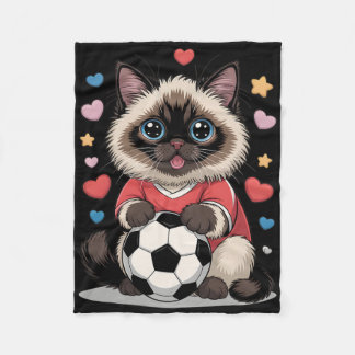 Kawaii Fußball Katze nur Mädchen das Birman liebt  Fleecedecke