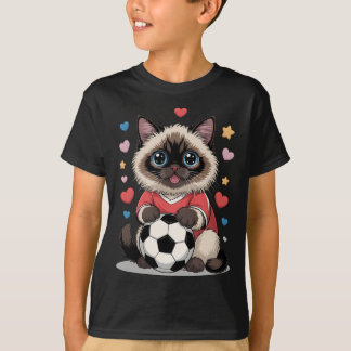 Kawaii Fußballkatze nur Mädchen, das Birman Winni  T-Shirt