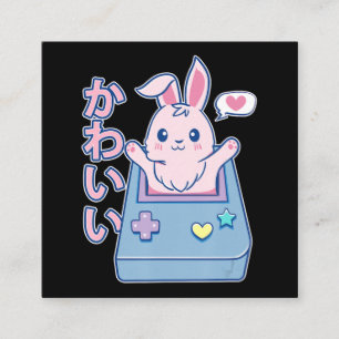Kawaii Gamer Bunny - Rabbit Pastel Niedlich Quadratische Visitenkarte