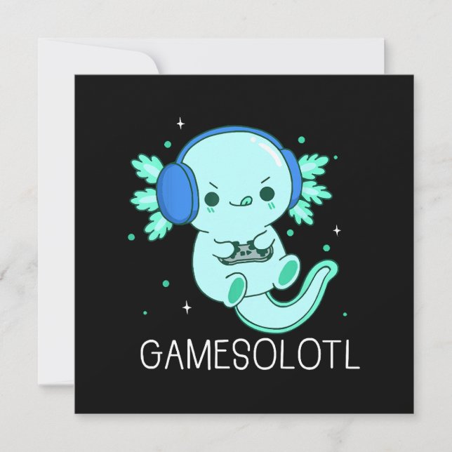 Kawaii Gamesolotl Axolotl Gamer Einladung (Vorderseite)