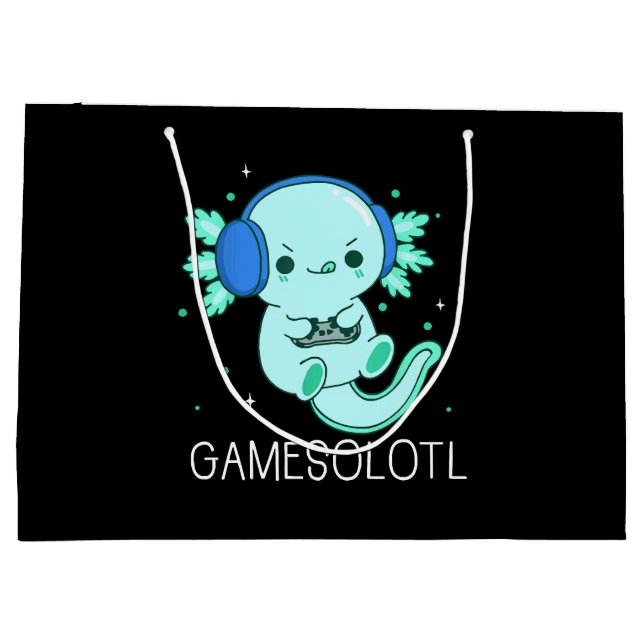Kawaii Gamesolotl Axolotl Gamer Große Geschenktüte (Rückseite)