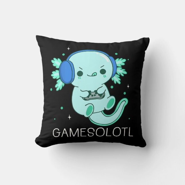 Kawaii Gamesolotl Axolotl Gamer Kissen (Vorderseite)