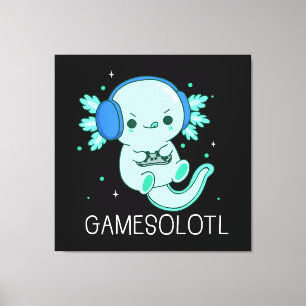 Kawaii Gamesolotl Axolotl Gamer Leinwanddruck