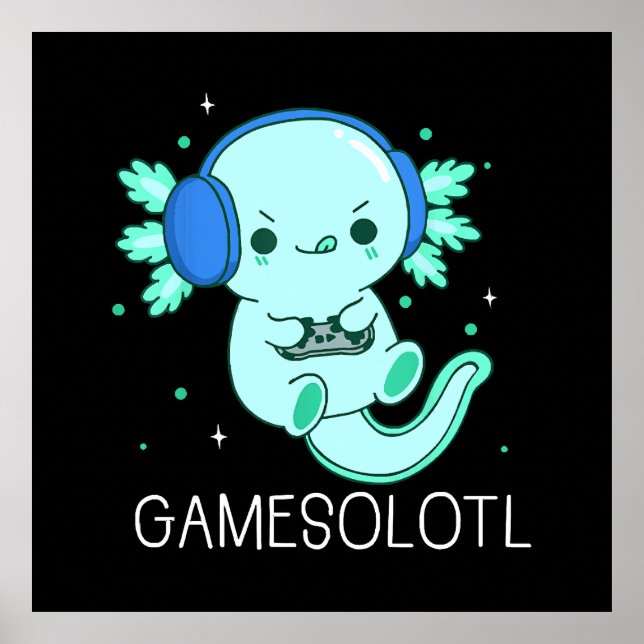 Kawaii Gamesolotl Axolotl Gamer Poster (Vorne)