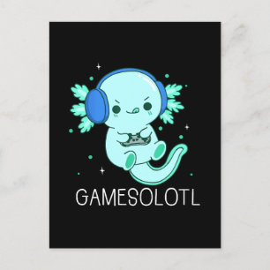 Kawaii Gamesolotl Axolotl Gamer Postkarte