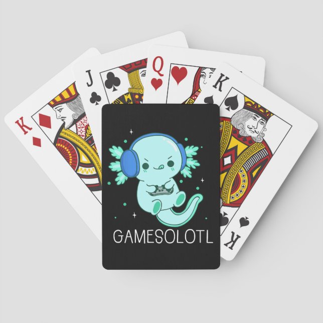 Kawaii Gamesolotl Axolotl Gamer Spielkarten (Rückseite)