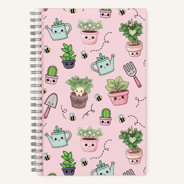 Kawaii Gartage House Pflanze Spiral Notebook Notizbuch (Vorderseite)
