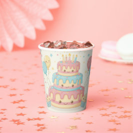 Kawaii Geburtstag - Süßer Kuchen und Cupcakes Pappbecher