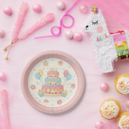 Kawaii Geburtstag - Süßer Kuchen und Cupcakes Pappteller