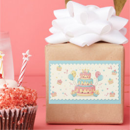 Kawaii Geburtstag - Süßer Kuchen und Cupcakes Rechteckiger Aufkleber