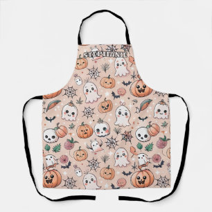 Kawaii-Geist-Kürbis-Halloween-Orange-Muster Schürze