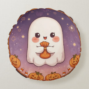 Kawaii-Geister-Rundkissen  Rundes Kissen