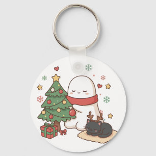 Kawaii Gemütlicher Weihnachtsgeist & Rentierkatze Schlüsselanhänger