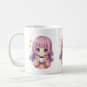 Kawaii Gemütliches Kaffee Mädchen – Pastell-Ästhet Kaffeetasse