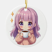 Kawaii Gemütliches Kaffee Mädchen – Pastell-Ästhet
