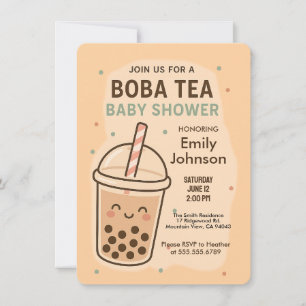 Kawaii Gender Neutral Pastel Boba Tea Baby Dusche Einladung