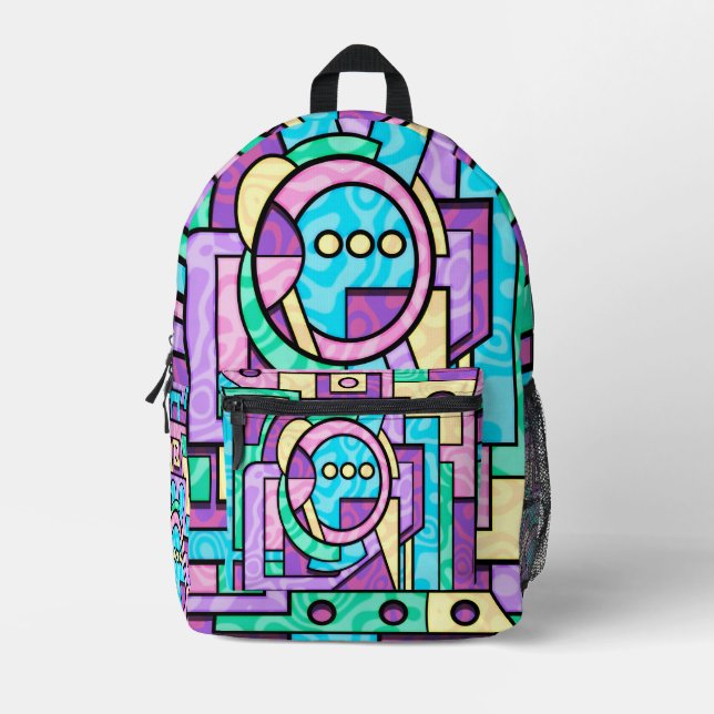Kawaii-Geometric-Pop-Art Bedruckter Rucksack (Vorderseite)