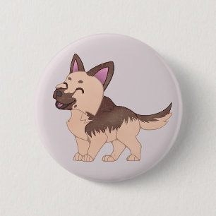 Kawaii German Shepherd Dog Button