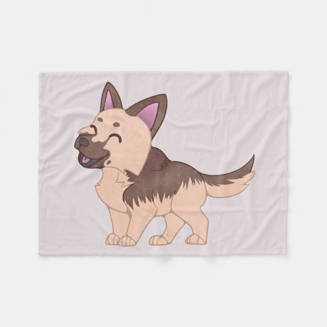 Kawaii German Shepherd Dog Fleecedecke (Vorderseite (Horizontal))