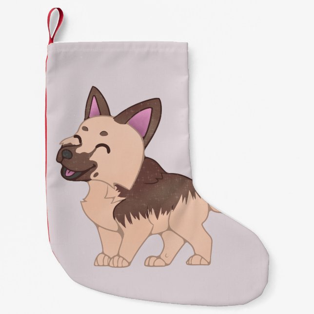 Kawaii German Shepherd Dog Kleiner Weihnachtsstrumpf (Vorderseite)