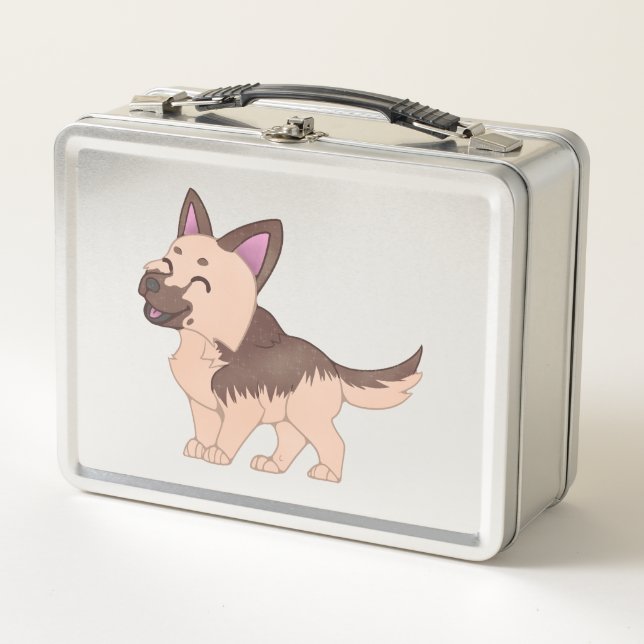 Kawaii German Shepherd Dog Metall Brotdose (Vorderseite)