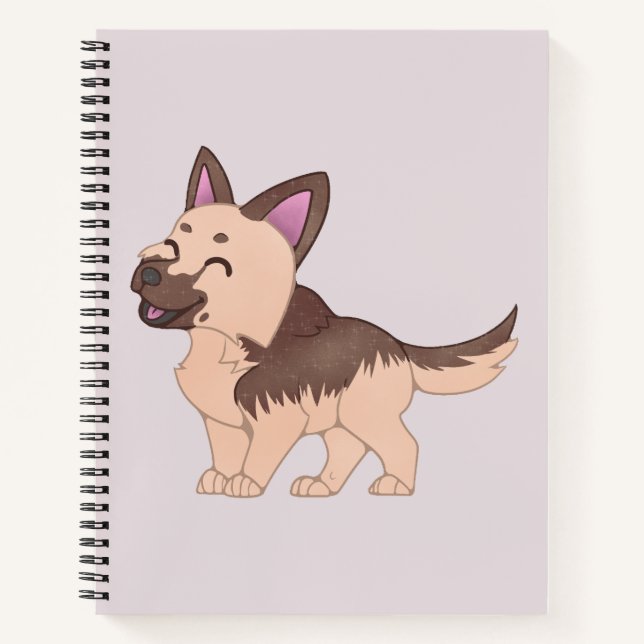 Kawaii German Shepherd Dog Notizbuch (Vorderseite)