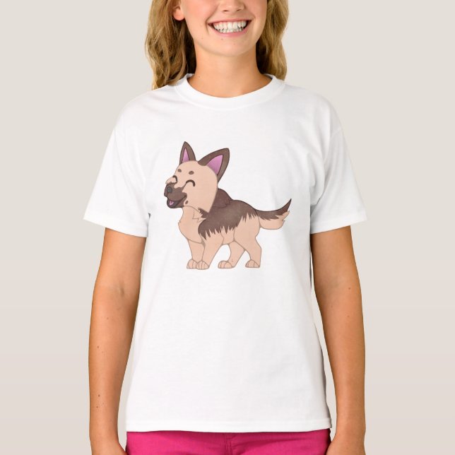 Kawaii German Shepherd Dog T-Shirt (Vorderseite)