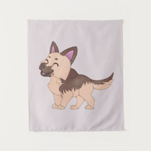 Kawaii German Shepherd Dog Wandteppich