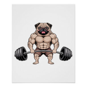 Kawaii-Gewichtheber-Muskulöser-Mops-Hundefreund Poster