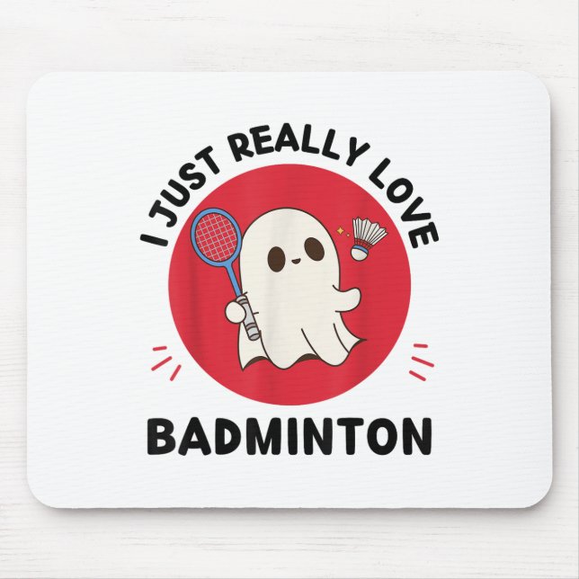 Kawaii Ghost Badminton Lover I gerade wirklich Lie Mousepad (Vorne)