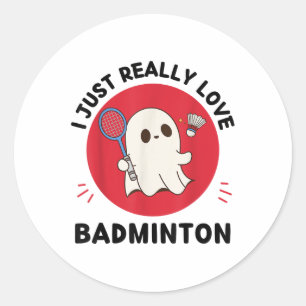 Kawaii Ghost Badminton Lover I gerade wirklich Lie Runder Aufkleber