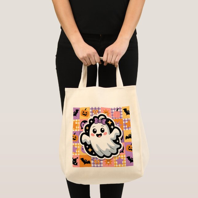 Kawaii Ghost Blanket - Niedlicher Patchwork Cartoo Tragetasche (Vorderseite (Produkt))