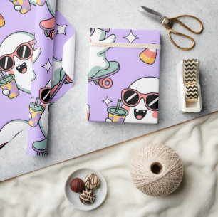 Kawaii Ghost Bubble Teepattern - Niedliches Pastel Geschenkpapier