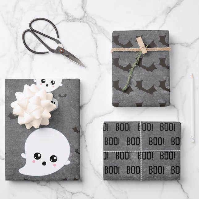 Kawaii Ghost Geschenkpapier Set (Vorderseite)