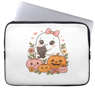 Kawaii Ghost Halloween Black Cat Pumpkin Fall Spoo Laptopschutzhülle