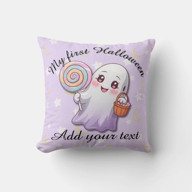 Kawaii Ghost Halloween Pillow Kissen (Vorderseite)