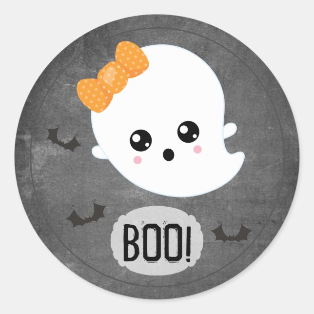 Kawaii Ghost Halloween Runder Aufkleber (Vorderseite)