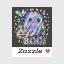 Kawaii Ghost Halloween Sticker mit Pumpkin & Bat
