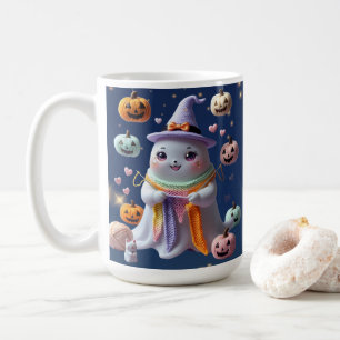 Kawaii Ghost Knitting Tasse - Niedliches Halloween