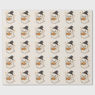 Kawaii Ghost mit Halloween Candy Geschenkpapier