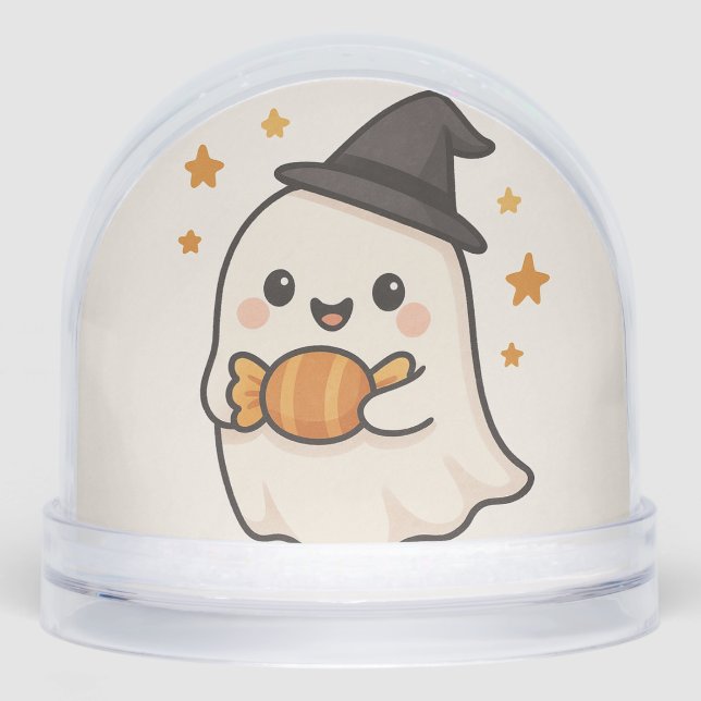 Kawaii Ghost mit Halloween Candy Schneekugeln (Vorderseite)
