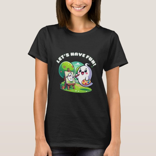 Kawaii Ghost Painting im Park T-Shirt (Vorderseite)