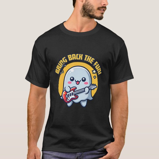 Kawaii Ghost Playing Guitar T-Shirt (Vorderseite)
