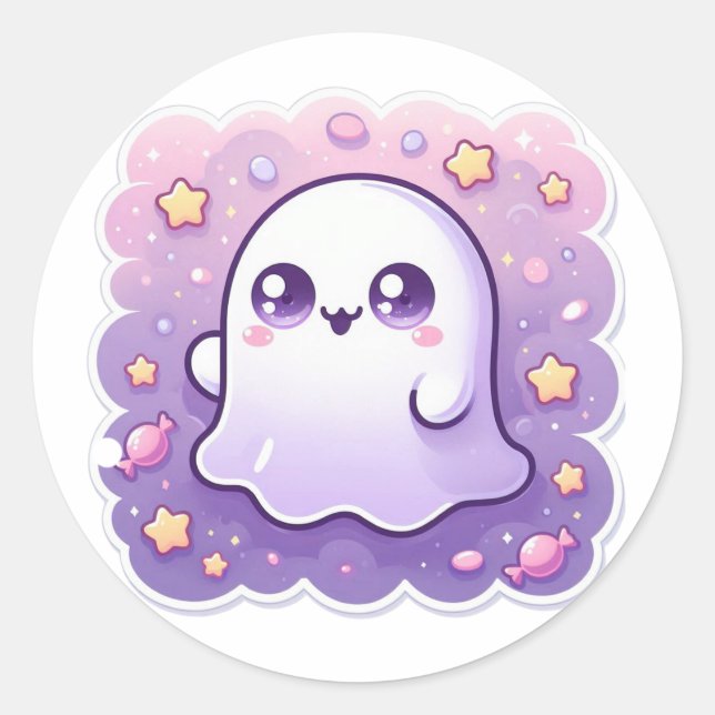 Kawaii Ghost Sticker Niedlich Pastel Spooky Charm (Vorderseite)