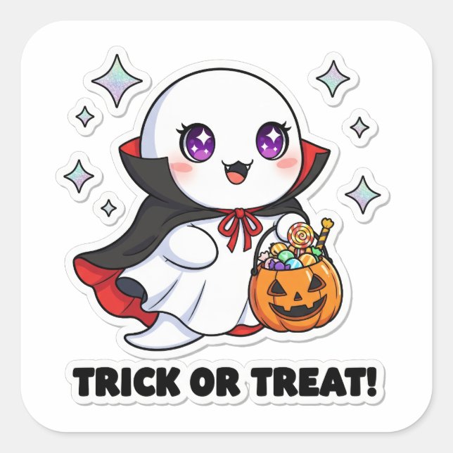 Kawaii Ghost Sticker - Niedlicher Halloween-Geist  (Vorderseite)