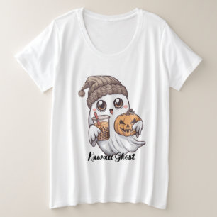 Kawaii Ghost T - Shirt - Cosy Hat, Boba Tea & Pump