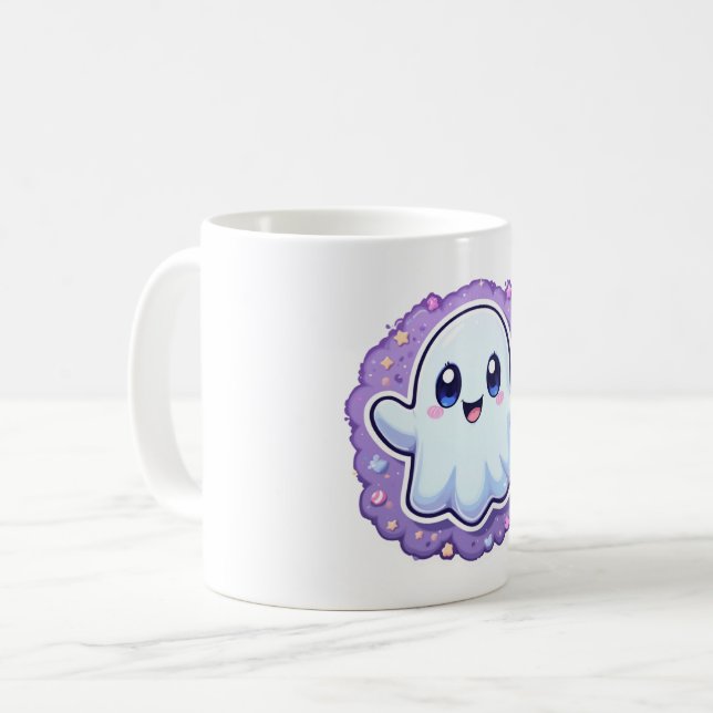 Kawaii Ghost Tasse Niedlich Pastell Halloween Kaff (Vorderseite Links)